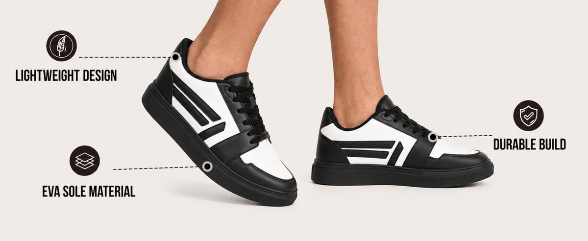 FUEL Nava-01 Shoes Series For Men  Style & Comfort Sneakers For Men's (Black-White)