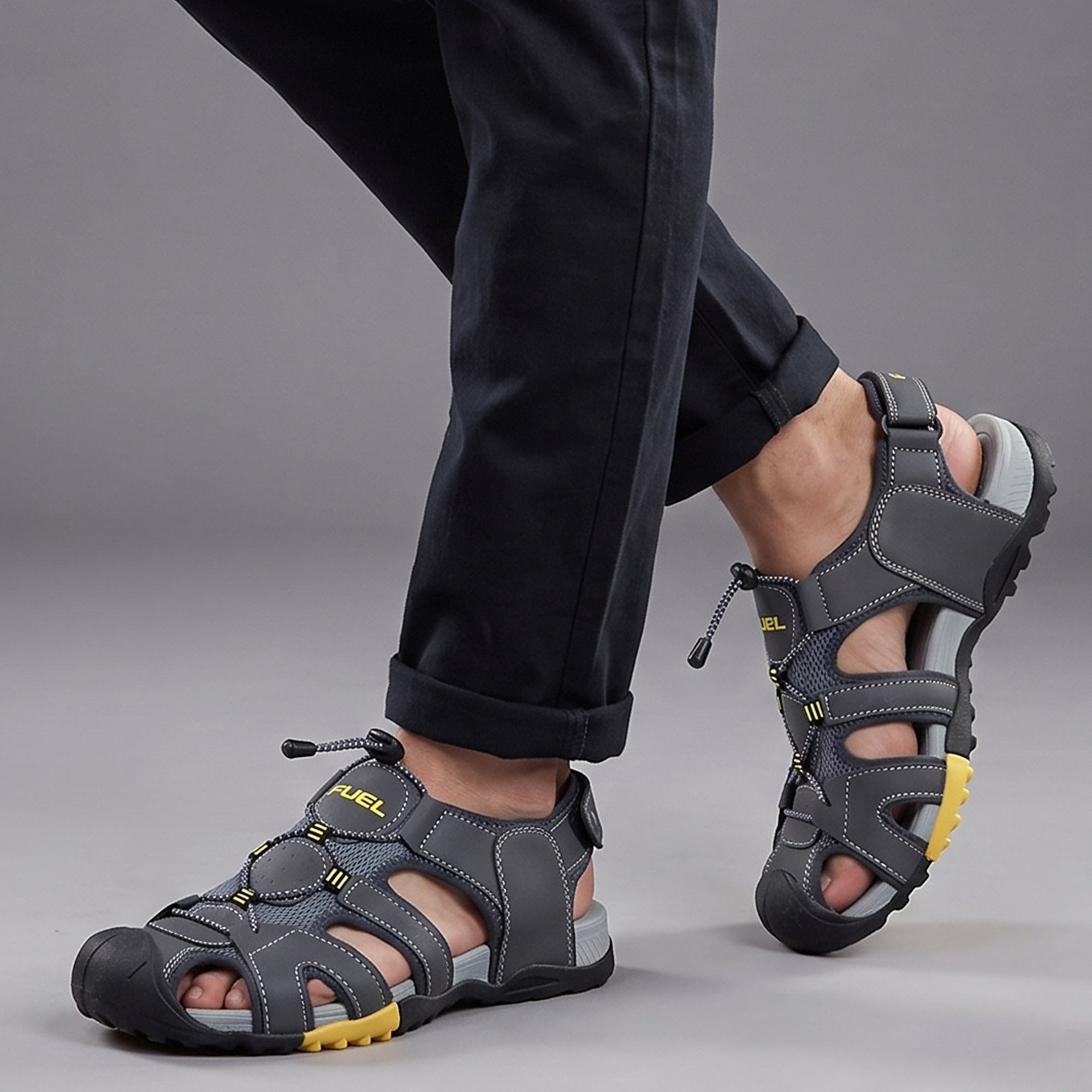 FUEL Warriors Lightweight & All-Day Comfort Sandals for Men's (Grey)