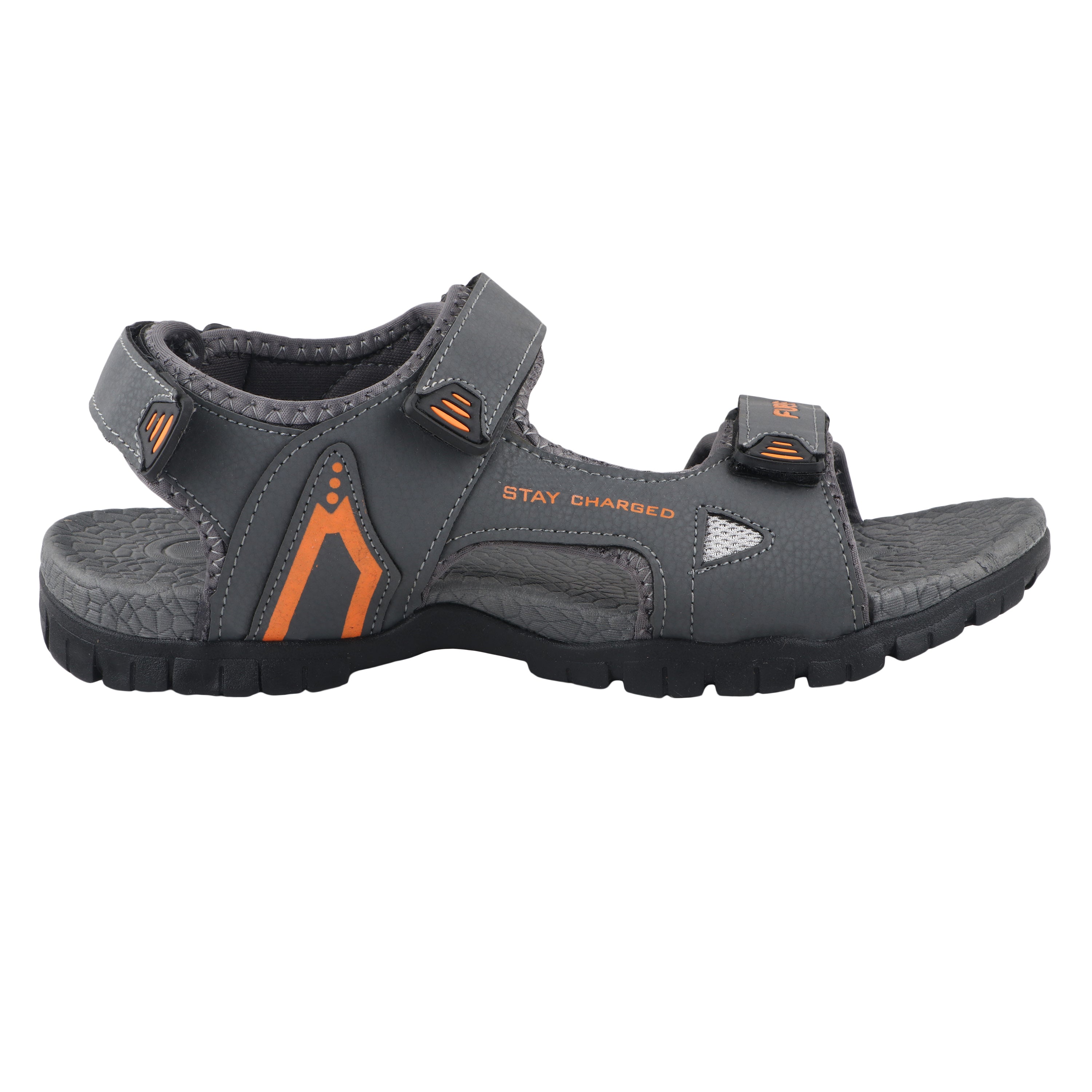 Fuel Rambo-04 sandal for man  (Dark Grey & Orange)