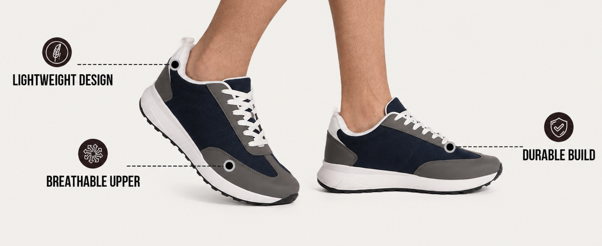 FUEL Neostep-03 Flexible & Lightweight Shock-Absorbing and Comfort Durable Sole Sports Shoes for Men's (Mehroon)
