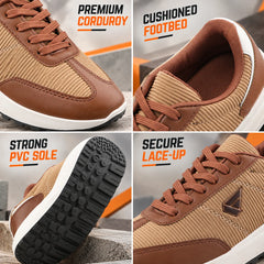 FUEL Neostep-04 Lightweight & Durable with Stylish Corduroy Cushioned Comfort Durable PVC Sole for Men's (Brown)