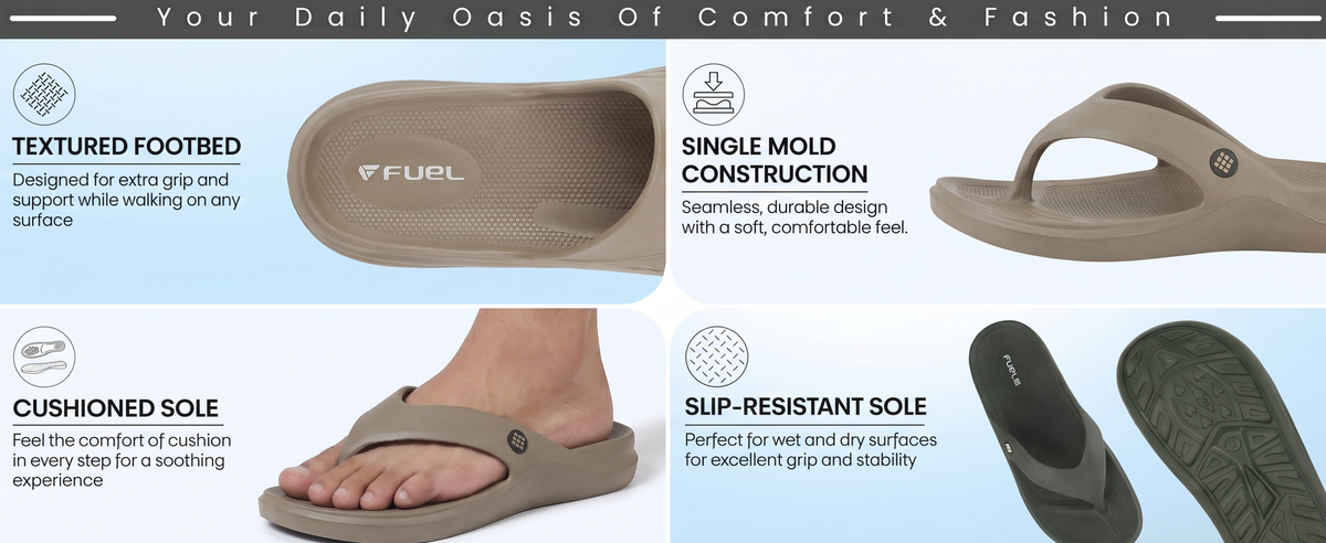 FUEL Comfort EVA Men Lightweight & Durable Slippers (Olive)