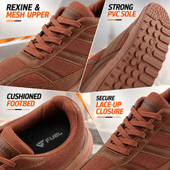 FUEL Frenzy Lightweight & Durable with Stylish Corduroy Cushioned Comfort Durable PVC Sole for Men's (Brown)