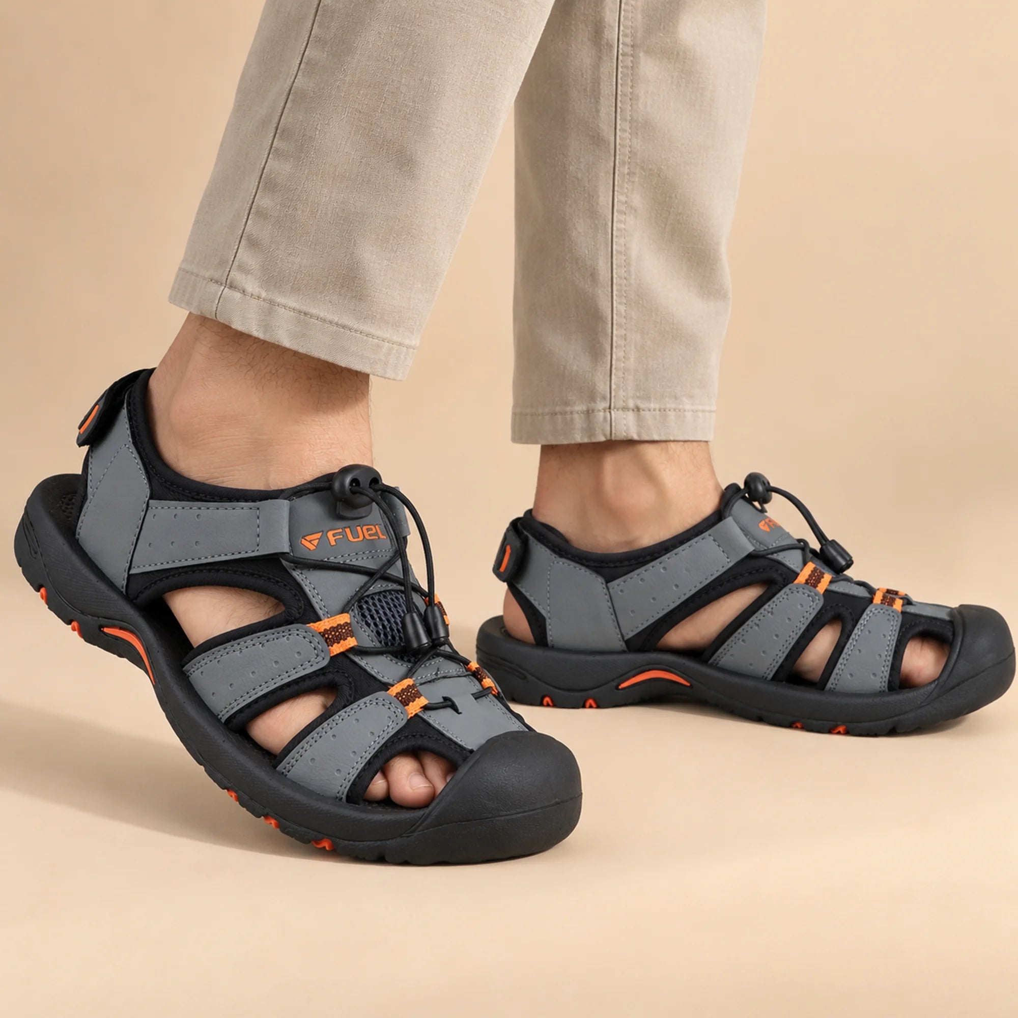 FUEL Soldier-02 Flexible Fisherman Sandals for Men (Grey)