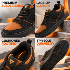 FUEL Nava-08 Lightweight Casual & Running Shock-Absorbing Comfort TPR Sole Sports Shoes for Men's (Black)