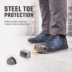 FUEL Flute Synthetic Upper & PVC double density Sole Industrial Steel Toe Safety Shoes for Men (Blue)