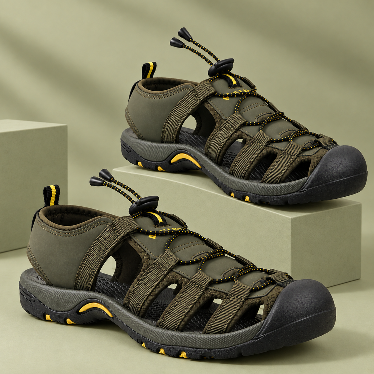 FUEL Soldier-06 Stylish Outdoor Fisherman Sandals Men (Olive)