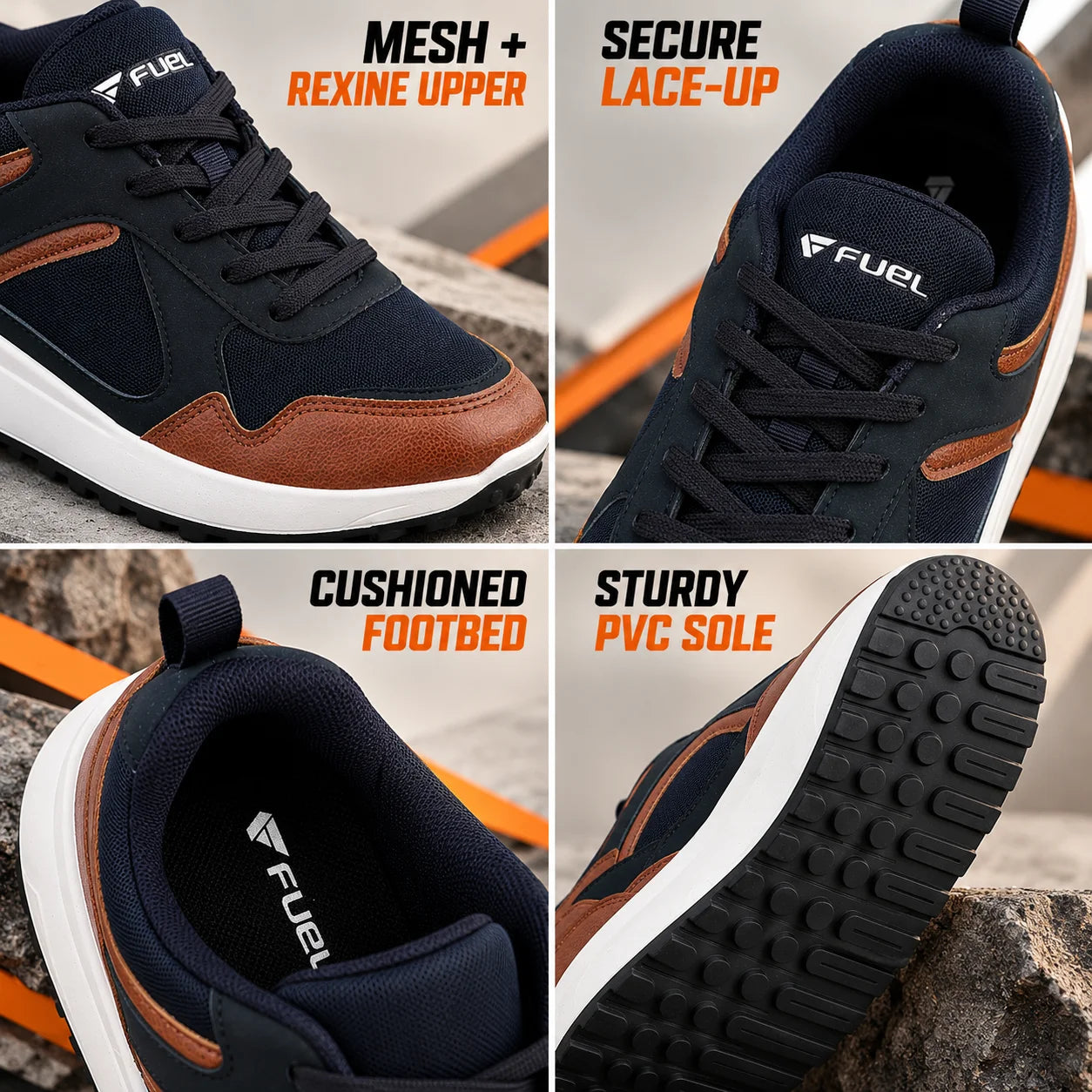 Fuel Neostep-01 Casual Sports Shoes  Lightweight Walking & Running Sneakers For Men's (Navy)