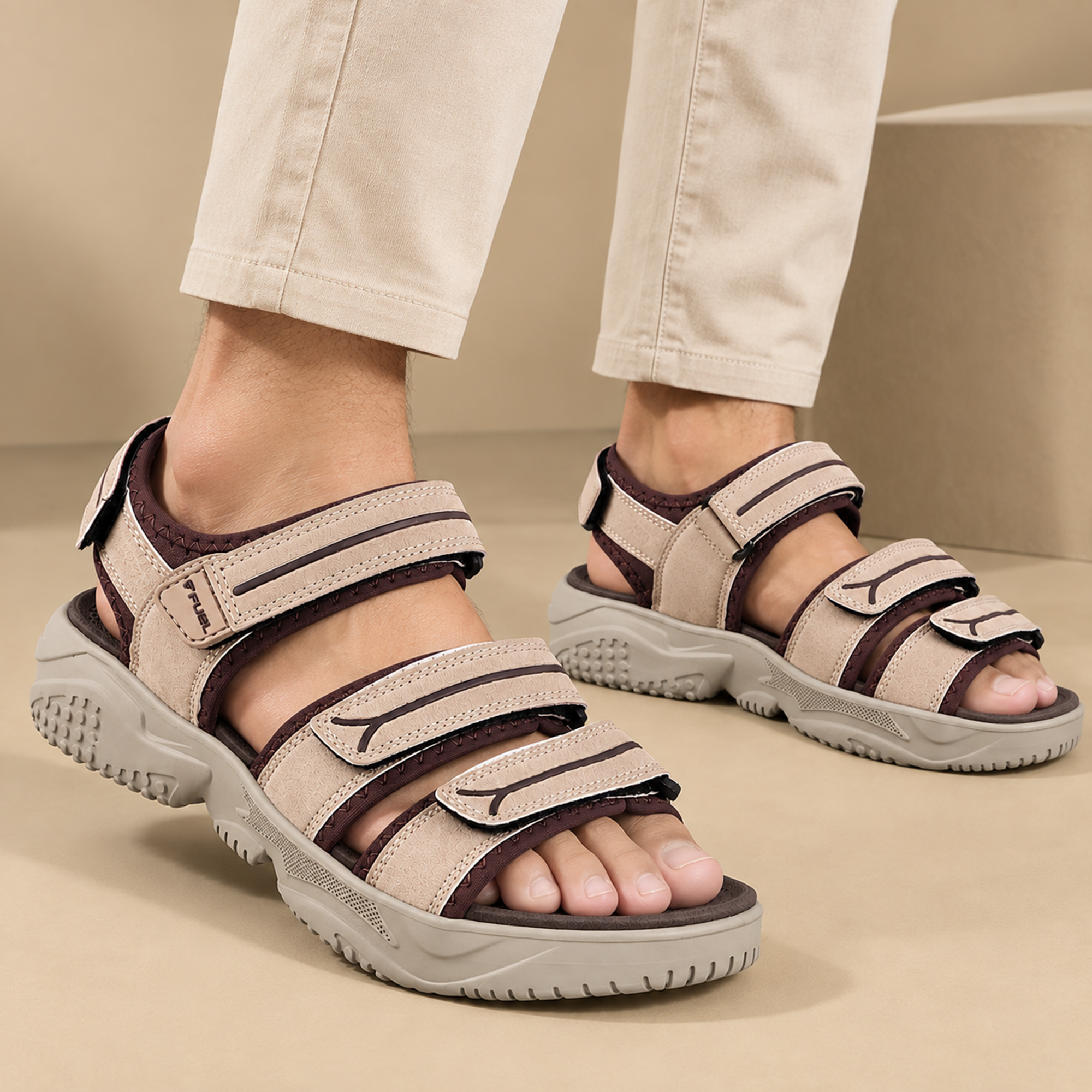 FUEL Keta Comfortable & Lightweight Sports Sandals for Men's (Brown)