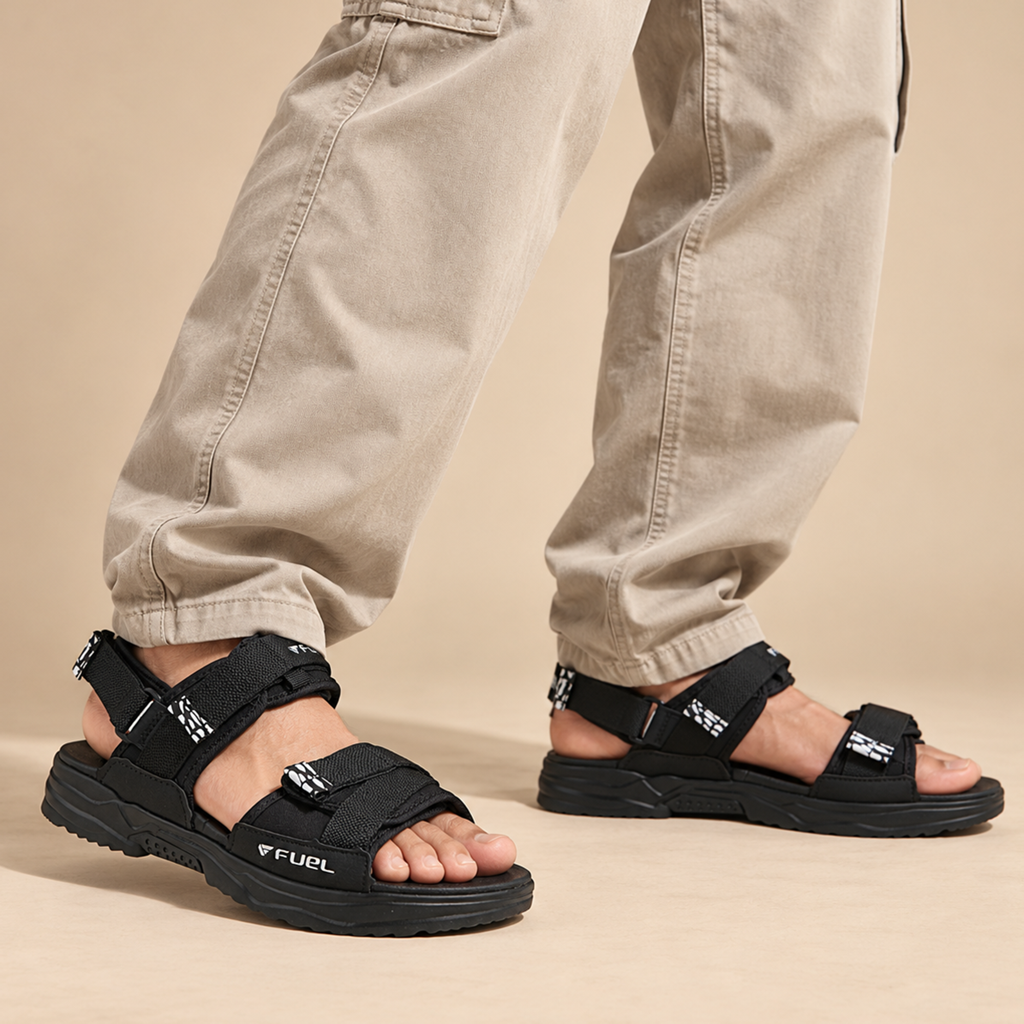 FUEL Combat-01 Breathable & Anti-Skid Outdoor Sandals For Men's (Black)