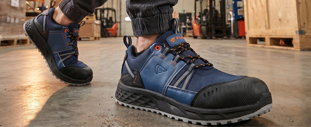 FUEL Flute Synthetic Upper & PVC double density Sole Industrial Steel Toe Safety Shoes for Men (Black)