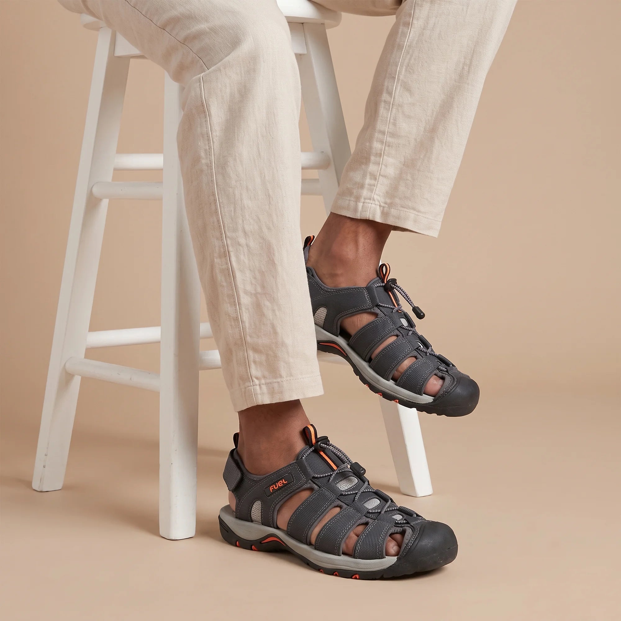 FUEL Soldier-08 Fisherman Protective Toe Cap Sandals for Men (Grey)