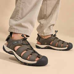 FUEL Soldier-08 Fisherman Protective Toe Cap Sandals for Men (Olive)