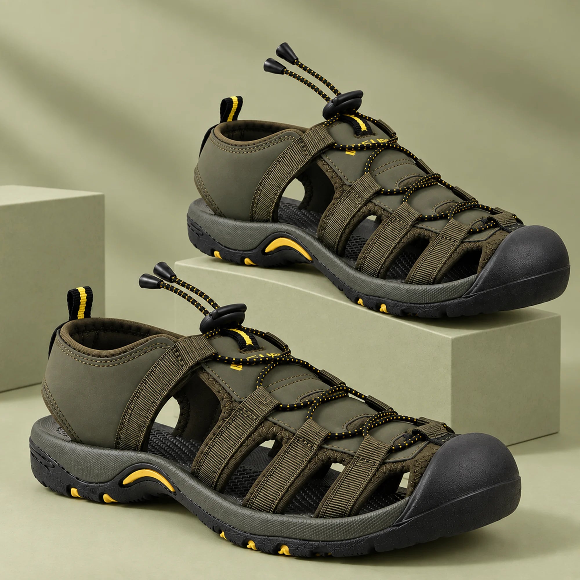 FUEL Soldier-06 Stylish Outdoor Fisherman Sandals Men (Olive)