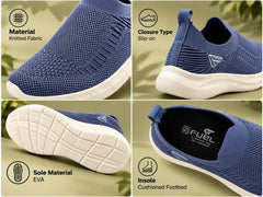 FUEL Flash Lightweight & Breathable Cushioned EVA Sole Slip-On Casual Shoes for Men's (Moon Blue)