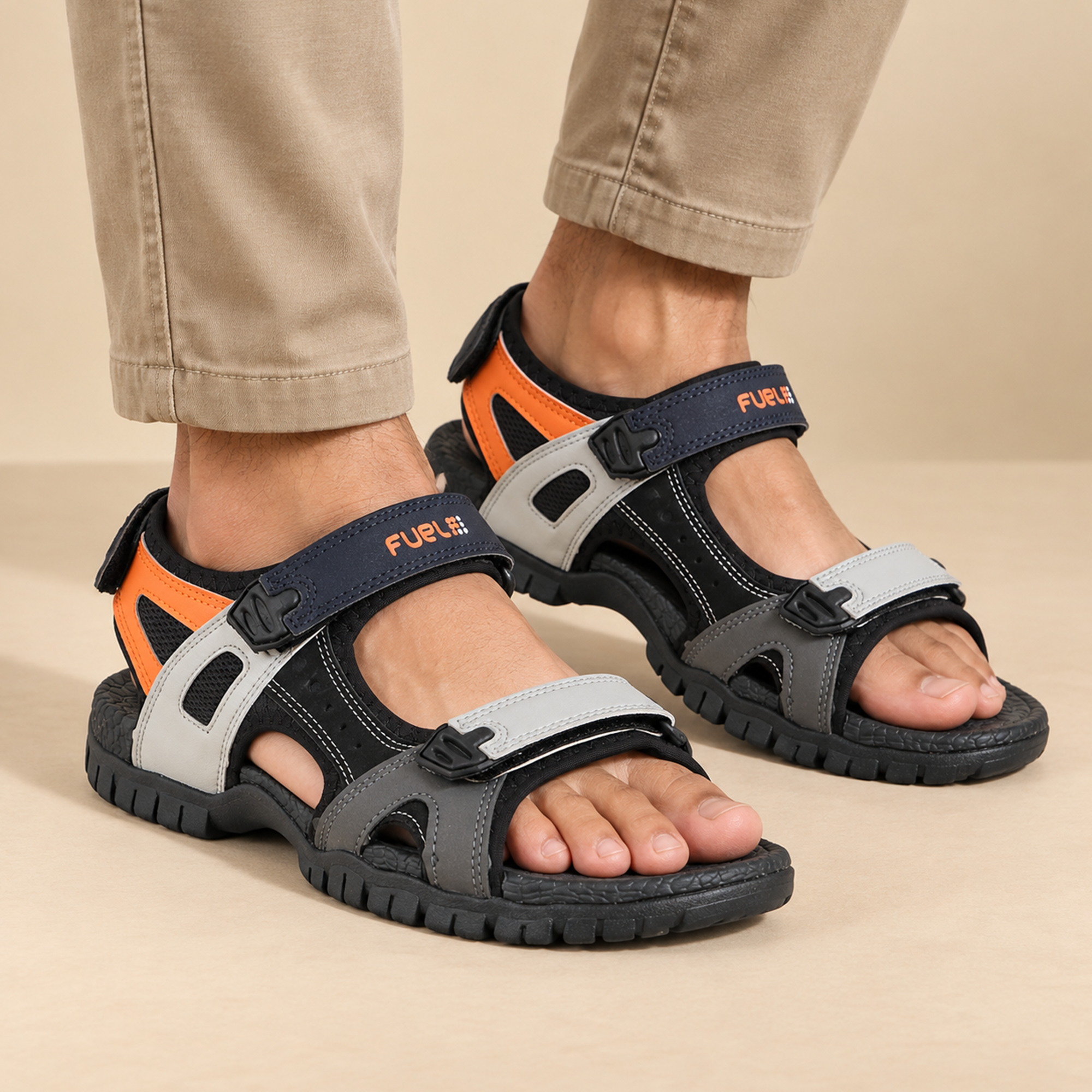 FUEL Rambo-01 Casual Sports Sandal for Men (White)
