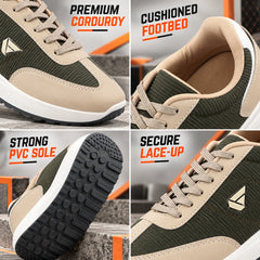 FUEL Neostep-04 Lightweight & Durable with Stylish Corduroy Cushioned Comfort Durable PVC Sole for Men's (Olive)