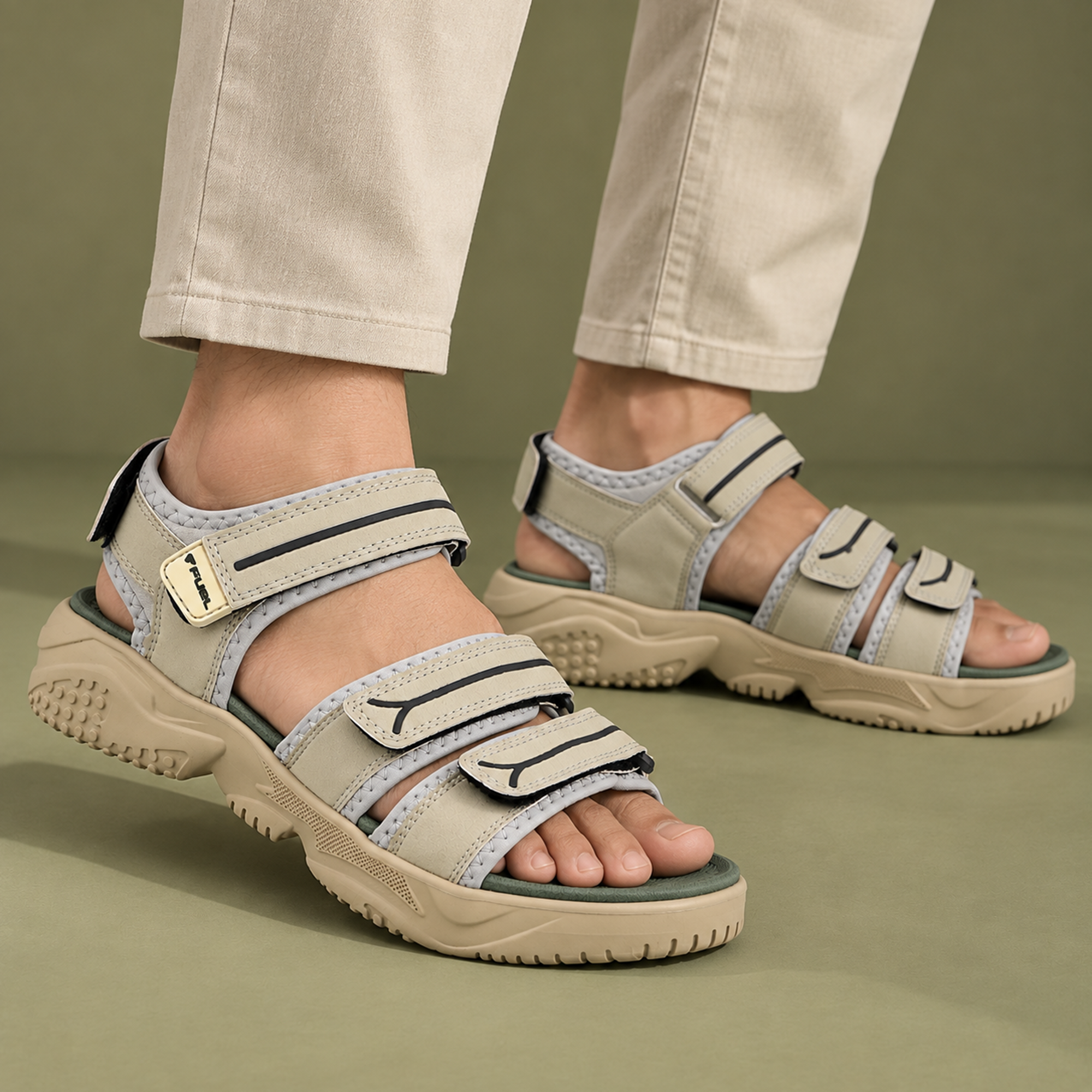 FUEL Keta Comfortable & Lightweight Sports Sandals for Men's (Olive)