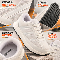 FUEL Frenzy Lightweight & Durable with Stylish Corduroy Cushioned Comfort Durable PVC Sole for Men's (White)