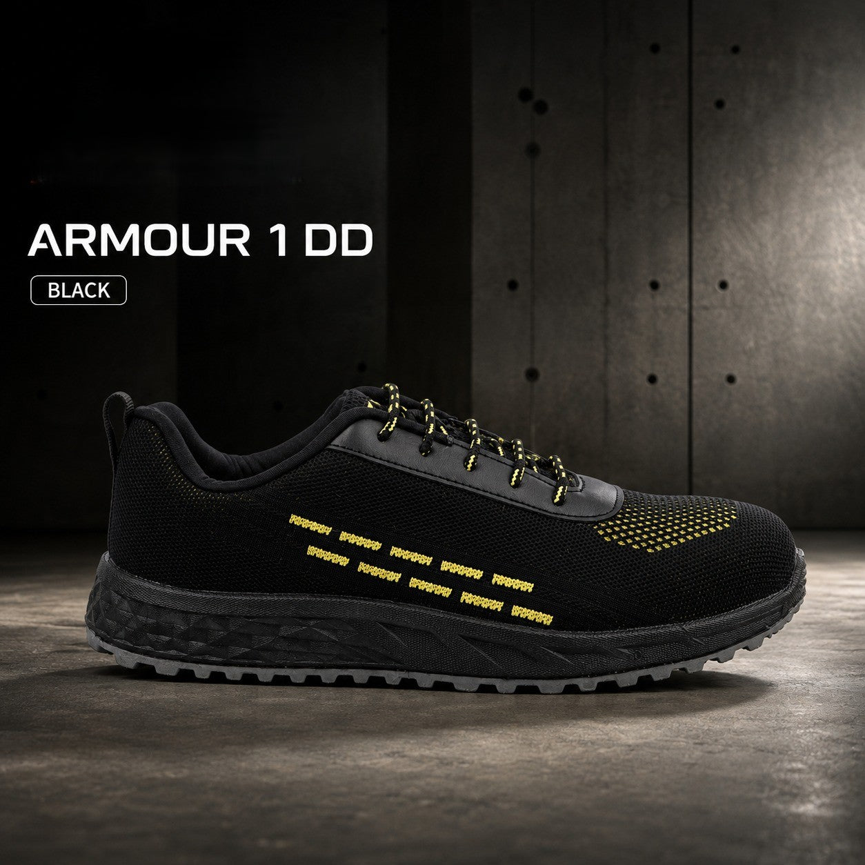 FUEL Armour 1 DD ISI Marked Strong Knitting Upper Breathable Safety Shoes for Men's Steel Toe Cap With Double Density Rubberized PVC Sole (Black)