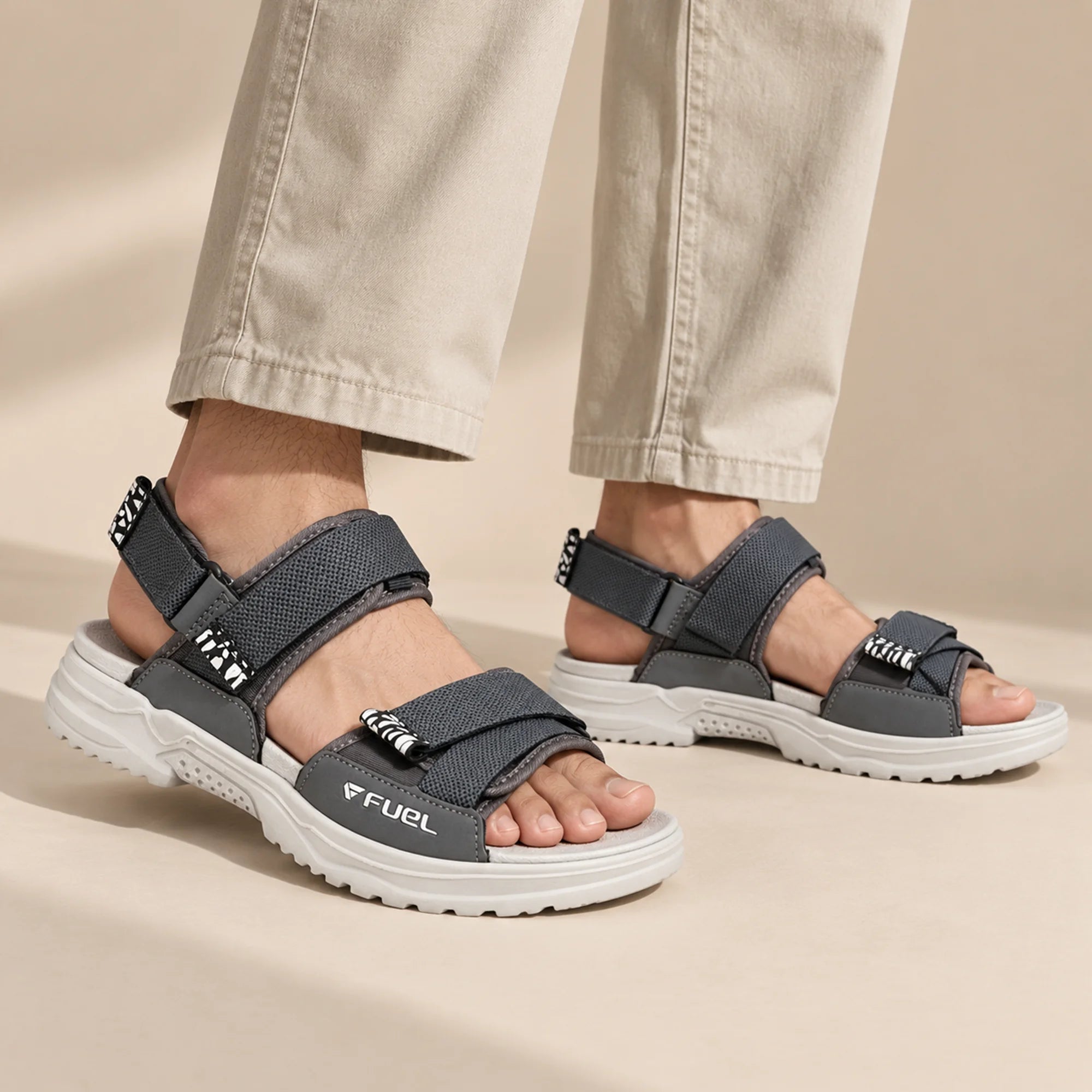 FUEL Combat-01 Breathable & Anti-Skid Outdoor Sandals For Men's (Grey)