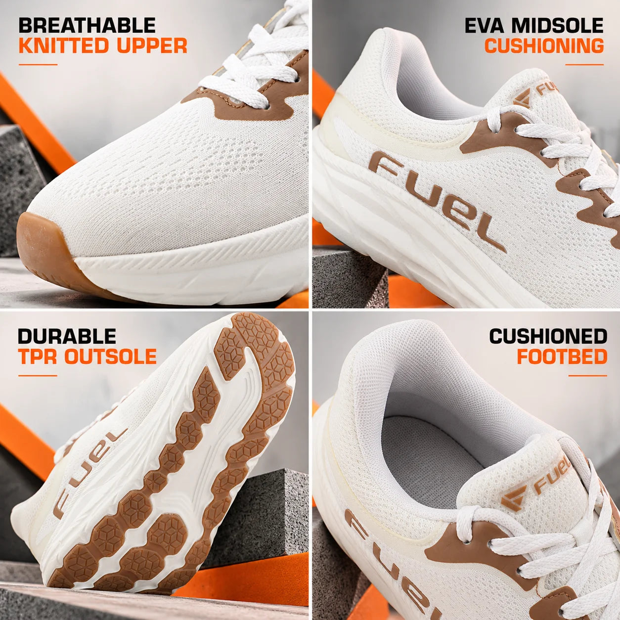 FUEL Airfly Comfortable and Light weight Sport Shoes for Men's (White)