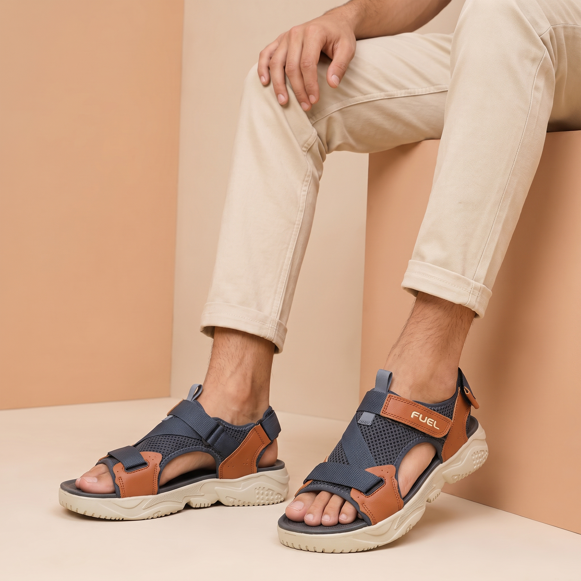 FUEL Gabbro Chunky Sports Sandals for Men (Grey)