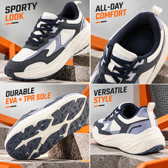 FUEL Orbit Sports Shoes – Comfortable & Durable Lace-Up Shoes with Synthetic Upper, Cushioned Footbed and EVA + TPR Sole for Walking & Casual Wear (Blue)