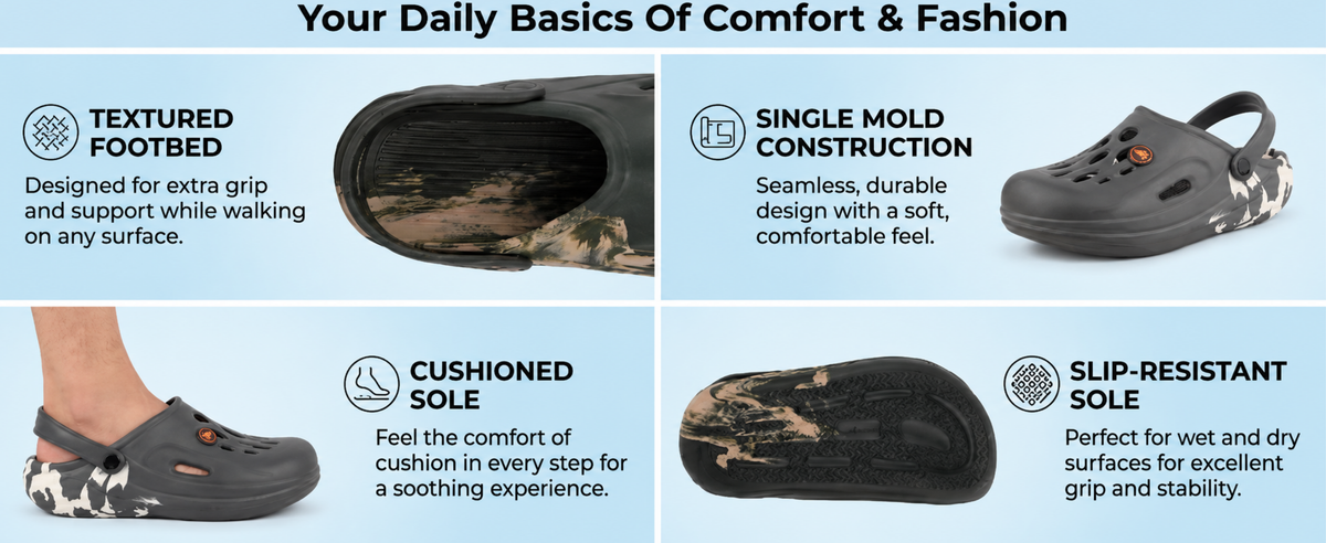 FUEL Oxygen Cushioned Comfort and Lightweight Slip-On with Anti-Slip Sole Clogs for Men's (Olive)