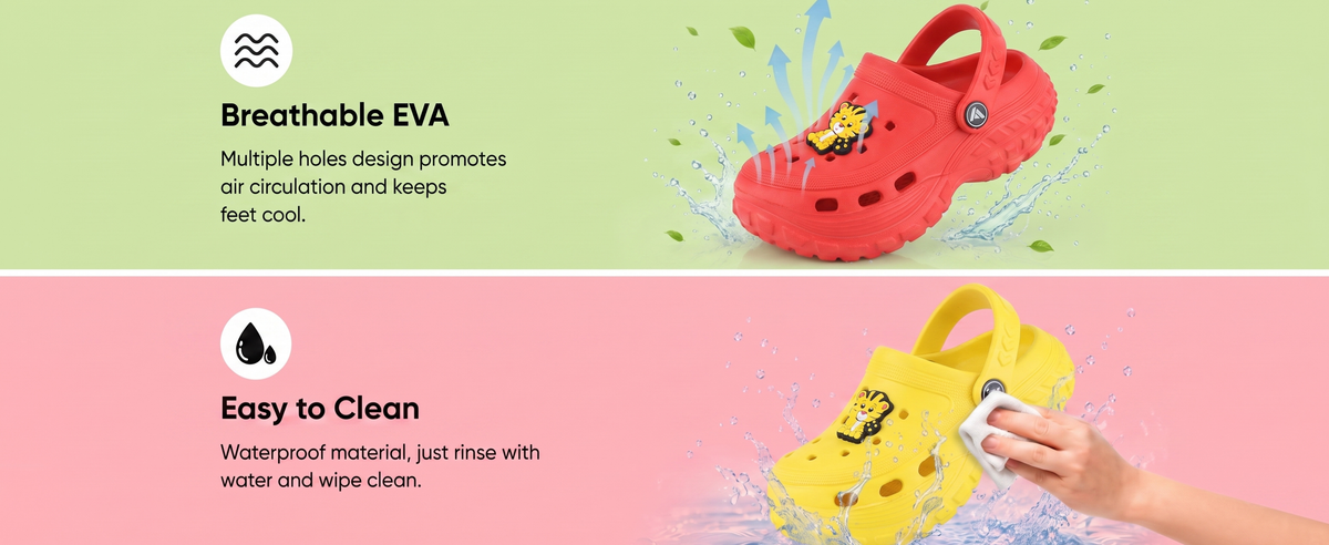 FUEL Poddle Cute & Lightweight EVA Slip-On Clogs for Kids (Beige)