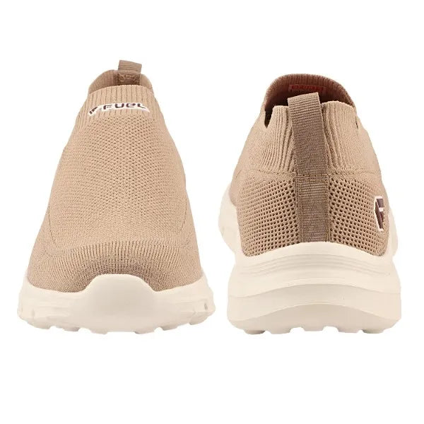 FUEL Flash-03 Men’s Casual Shoes, Beige Textured Slip-On Footwear with Chunky White Sole for Everyday Wear, (Beige)