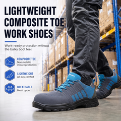 FUEL Aqua Knitted Upper in  PU Sole with 200J Composite Toe Lightweight Industrial Work Safety Shoes for Men (Blue)