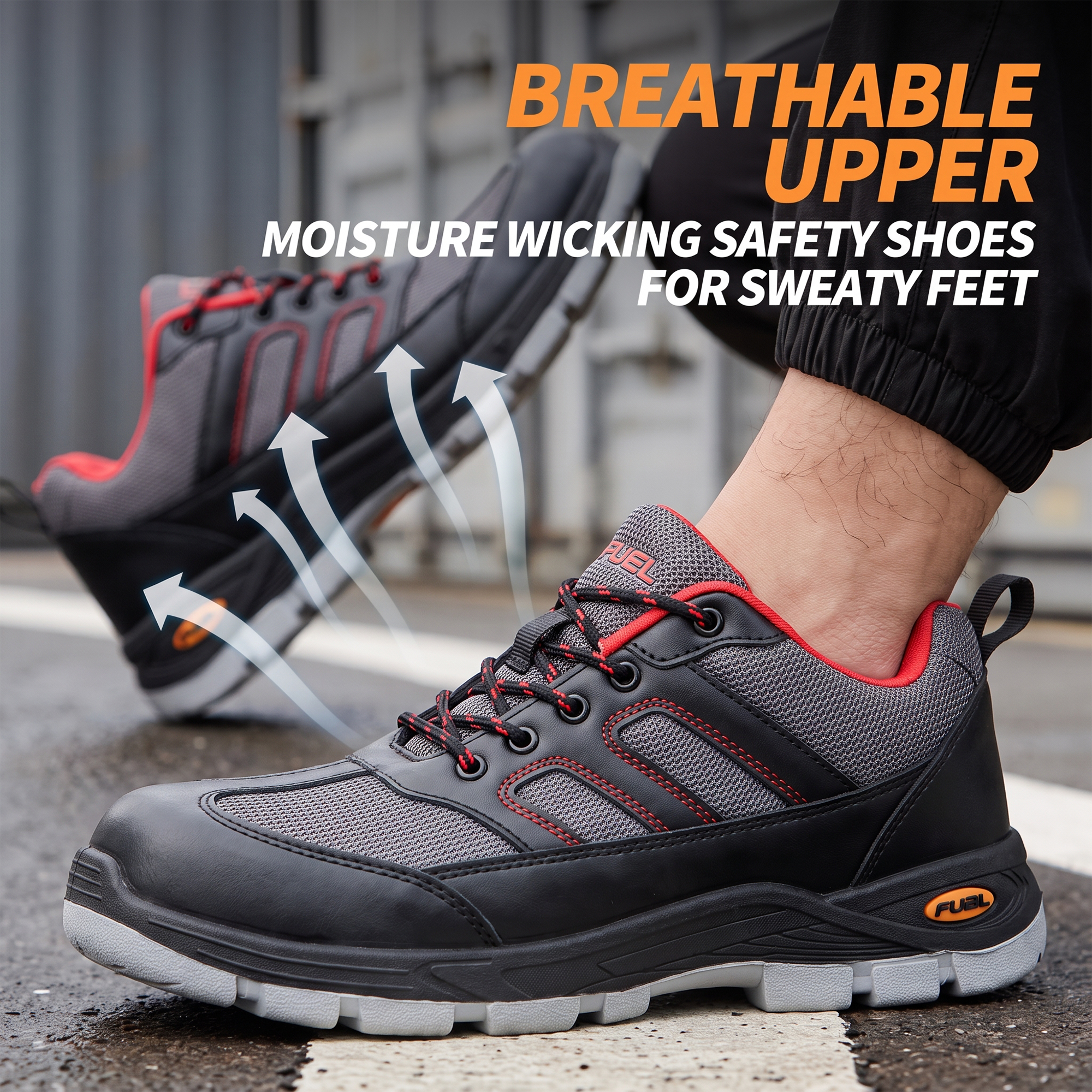 FUEL Armour 4 DD ISI Marked Synthetic Fabric Breathable Safety Shoes For Men's Steel Toe Cap With Double Density Rubberized PVC Sole (Grey)