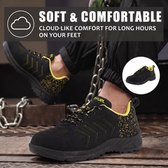 FUEL Arsenal Lightweight Safety Shoes for Men – Durable Industrial Sports Design with Strong Knitted Upper, PVC Sole, and 100J Metallic Toe Cap (UK 6–11)