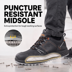 FUEL Flute Synthetic Upper & PVC double density Sole Industrial Steel Toe Safety Shoes for Men (Black)