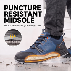 FUEL Flute Synthetic Upper & PVC double density Sole Industrial Steel Toe Safety Shoes for Men (Blue)