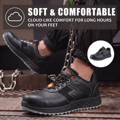 FUEL Gravix Synthetic Upper & PVC double density Sole Industrial Steel Toe Safety Shoes for Men (Black)