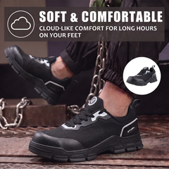 FUEL Reevon-01 Fabric Upper with Nitrile Rubber Sole Safety Shoes in 200J Composit Toe Cap (Black)
