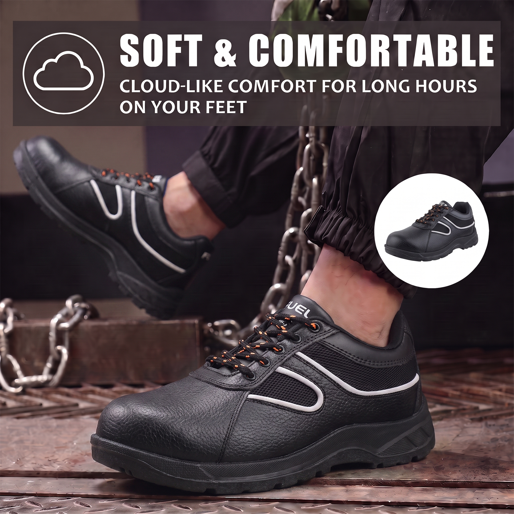 FUEL Shank ISI Marked Comfortable and light-weight  Industrial Safety Shoe For Men's (Black)