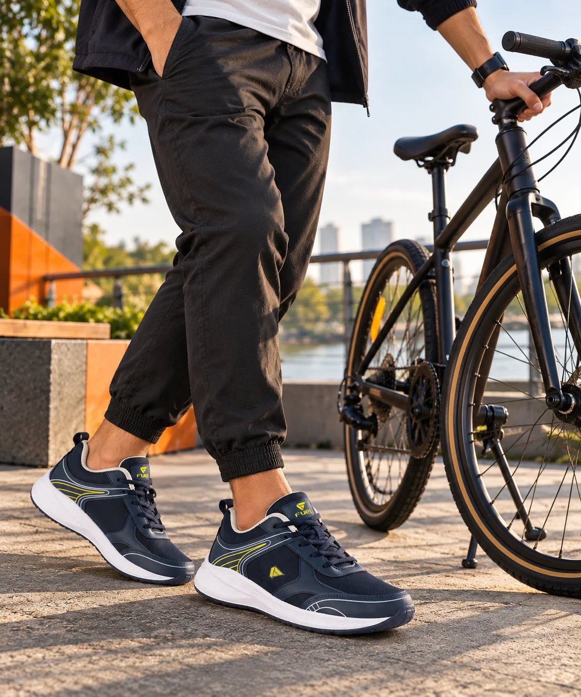 FUEL Carter Athletic Casual & Affordable Anti-Skid Sports Shoes for Men's (Navy-White)