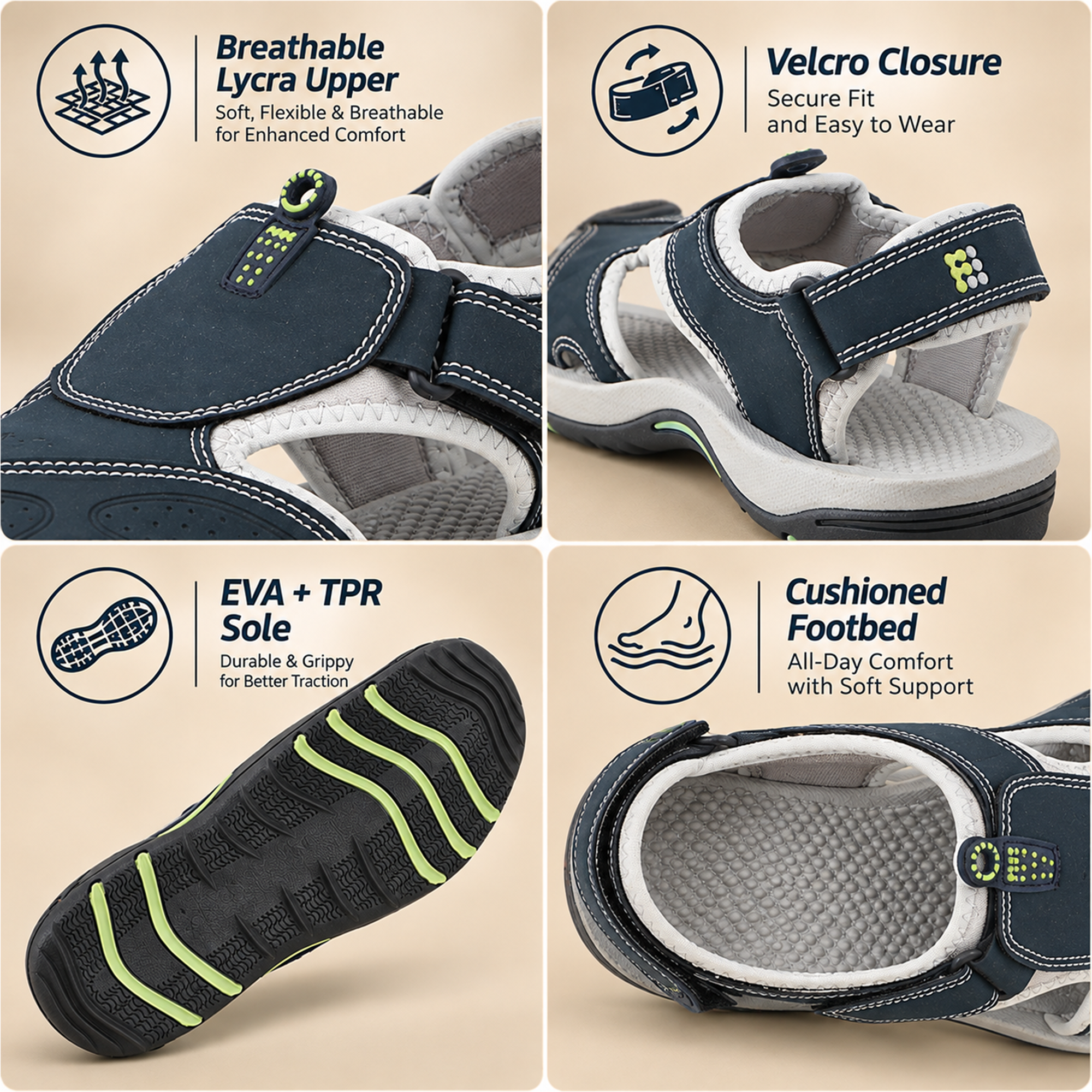 FUEL Soldier-04 Fisherman Sandals for Men (Navy)