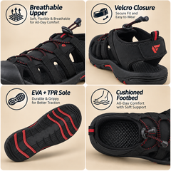 FUEL Soldier-06 Stylish Outdoor Fisherman Sandals Men (Black)