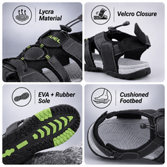 FUEL Warriors Lightweight & All-Day Comfort Sandals for Men's (Black)