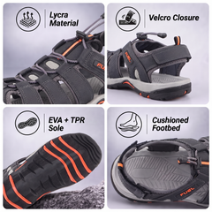 FUEL Soldier-08 Fisherman Protective Toe Cap Sandals for Men (Grey)