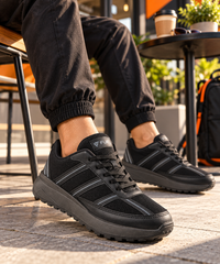 FUEL Frenzy Lightweight & Durable with Stylish Corduroy Cushioned Comfort Durable PVC Sole for Men's (Black)