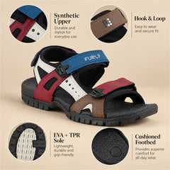 FUEL Rambo-01 Casual Sports Sandal for Men (Red)