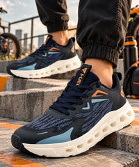 FUEL Sprintx Sports Shoes for Men – Comfortable Mesh Lace-Up Shoes with Cushioned Footbed and Lightweight EVA Sole for Walking, Travel, Workout & Everyday Wear (Navy)