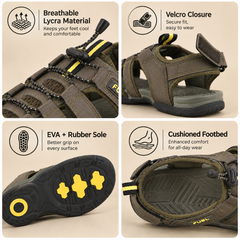 FUEL Commando Comfortable & Breathable Men’s Flexible Fisherman Outdoor Sandals with Protective Toe Cap (Olive)