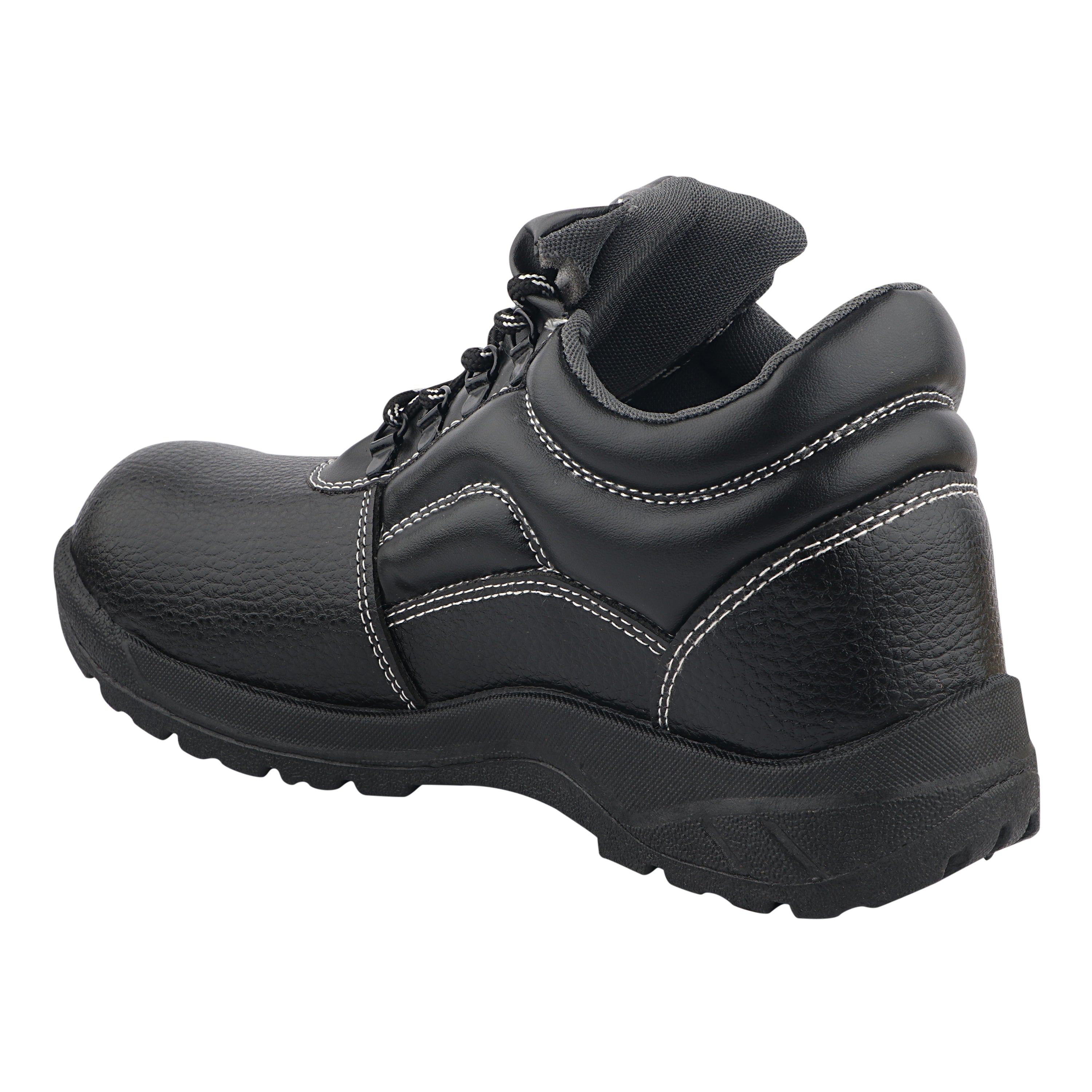 Fuel Armour 1 HC ISI Marked Genuine Leather Safety Shoes For Men's Steel Toe Cap With Single Density PVC Sole (Black)