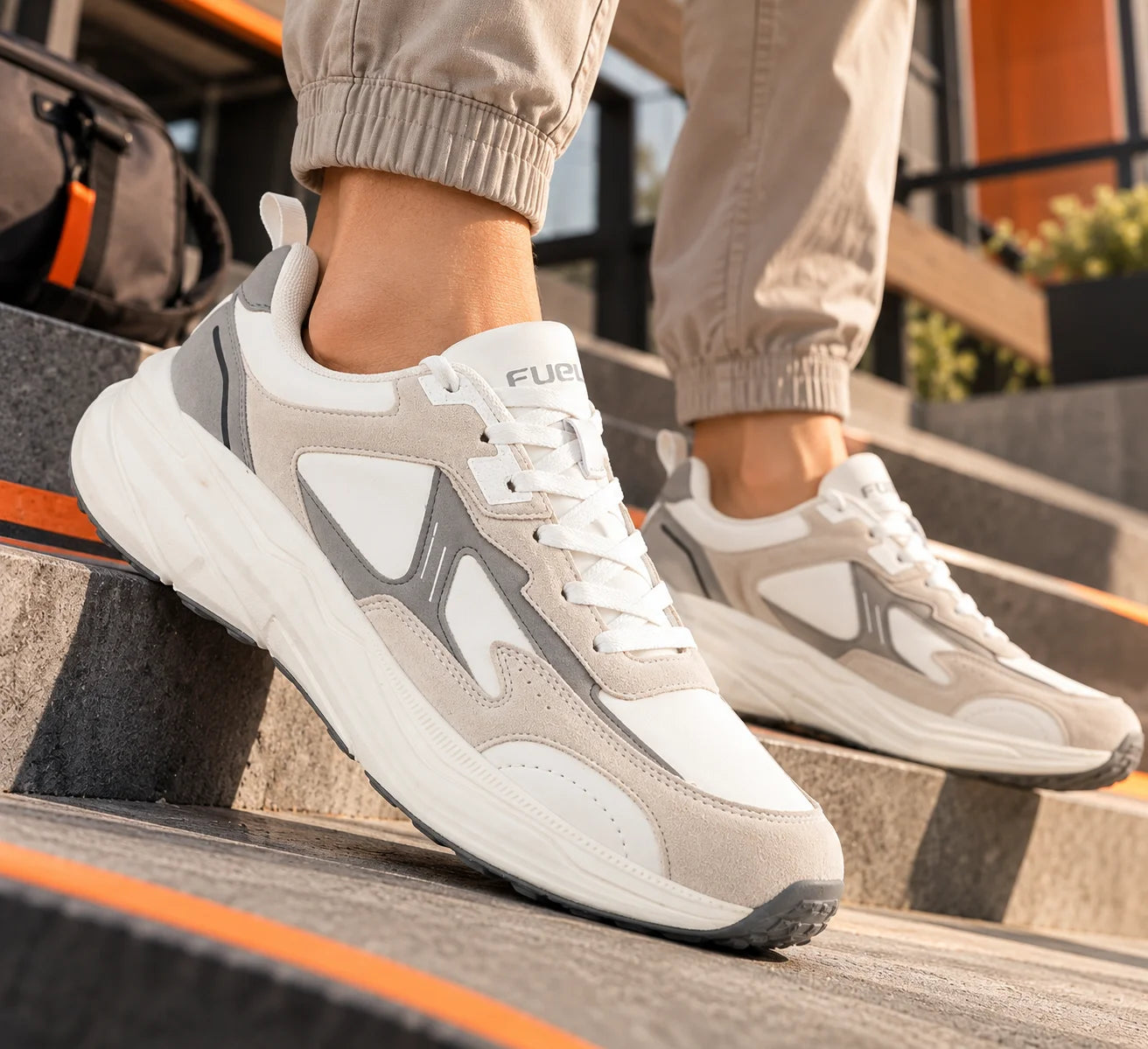 FUEL Orbit Men's Lightweight & Durable Trendy Sports Shoes with Anti-Skid Sole for Everyday Comfort (White)